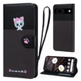 thumbnail image 1 of Cute Cartoon Wallet Phone Case for Google Pixel 7a with Card Holder Soft PU Leather Kickstand Cover for Men and Women Magnetic Shockproof Protective with Lanyard for Google Pixel 7a, Darkgray, 1 of 9