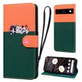 thumbnail image 1 of Cute Cartoon Wallet Phone Case for Google Pixel 7a with Card Holder Soft PU Leather Kickstand Cover for Men and Women Magnetic Shockproof Protective with Lanyard for Google Pixel 7a, Darkgreen, 1 of 9