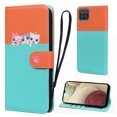thumbnail image 1 of Cute Cartoon Wallet Phone Case for Samsung Galaxy A12 5G with Card Holder Soft PU Leather Kickstand Cover for Men and Women Magnetic Shockproof Protective with Lanyard, Skyblue, 1 of 9