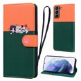 thumbnail image 1 of Cute Cartoon Wallet Phone Case for Samsung Galaxy S21, with Card Holder Soft PU Leather Kickstand Cover for Men and Women Magnetic Shockproof Protective with Lanyard, Darkgreen, 1 of 9