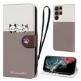 thumbnail image 1 of Cute Cartoon Wallet Phone Case for Samsung Galaxy S22 Ultra, with Card Holder Soft PU Leather Kickstand Cover for Men and Women Magnetic Shockproof Protective with Lanyard, Gray, 1 of 9