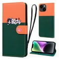 thumbnail image 1 of Cute Cartoon Wallet Phone Case for iPhone 13, with Card Holder Soft PU Leather Kickstand Cover for Men and Women Magnetic Shockproof Protective with Lanyard for iPhone 13, Darkgreen, 1 of 9