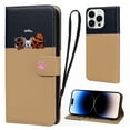 thumbnail image 1 of Cute Cartoon Wallet Phone Case for iPhone 15 Pro, with Card Holder Soft PU Leather Kickstand Cover for Men and Women Magnetic Shockproof Protective with Lanyard for iPhone 15 Pro, Khaki, 1 of 9