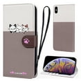 thumbnail image 1 of Cute Cartoon Wallet Phone Case for iPhone X/XS, with Card Holder Soft PU Leather Kickstand Cover for Men and Women Magnetic Shockproof Protective with Lanyard for iPhone X/XS, Gray, 1 of 9
