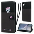 thumbnail image 1 of Cute Cartoon Wallet Phone Case for iPhone XR, with Card Holder Soft PU Leather Kickstand Cover for Men and Women Magnetic Shockproof Protective with Lanyard for iPhone XR, Darkgray, 1 of 9