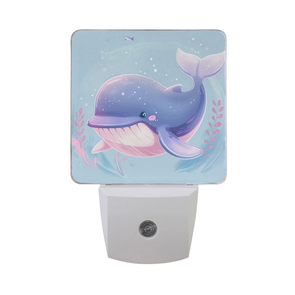 Cute Cartoon Whale LED Night Light with Smart Sensor Plug Into Wall Dusk to Dawn 2 packs