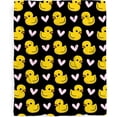 thumbnail image 1 of Cute Cartoon Yellow Duck Heart Blanket Gifts for Boys Girls, Cartoon Duck Throw Blanket for Cute Animal Lovers Soft Lightweight Flannel Fleece Pink Heart Bedding for Adults Bed Couch Chair 80x60In, 1 of 6