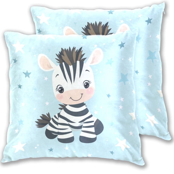 Cute Cartoon Zebra Stars Throw Pillow Covers Pillowcases 18 x 18 Inch Home Decor 2 Packs for Bedroom Sofa