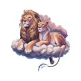 thumbnail image 1 of Cute Cartoon lion & Lioness Sitting Animal Wall Art Sticker Designs Vinyl Stickers For Home House Walls Rooms Windows Bedroom Decoration Size (12x12 inch), 1 of 3