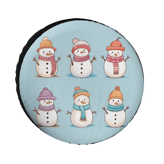 Cute Cartoonish Snowman Camper Spare Tire Cover Xmas Merry Christmas Wheel Tire Cover Waterproof Sun Protection for Camper Trailer Truck SUV Universal 12inch Camper Spare Tire Cover