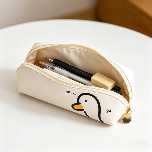 Cute Cartoons Leather Pencil Case, Large Capacity Storage, Large Capacity Clean Stationery Pouch For Learner Office Desk (9.4x3.1x2.4 Inch)