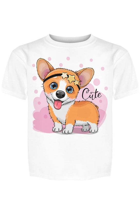 Cute Cartoony Corgi Tee Girl's -Image by Shutterstock