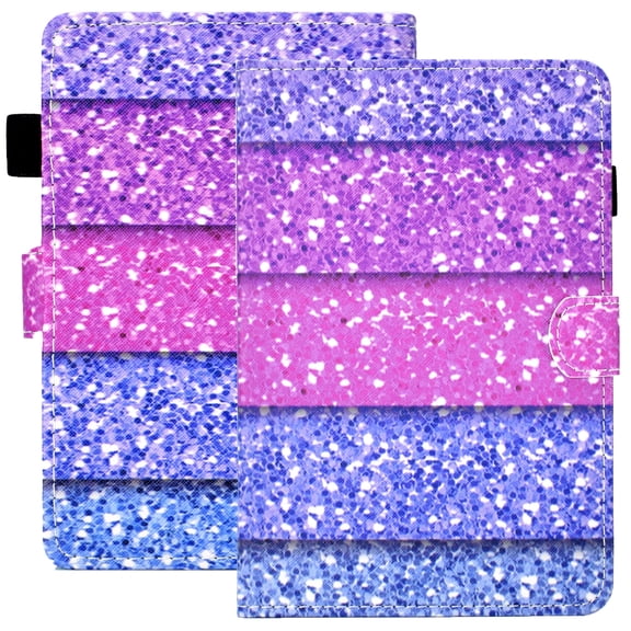 Cute Case for 2021 All-New Kindle Paperwhite E-reader (6.8 Inch, 11th generation) - Flip Folio Cartoon Cover with Card Holders, Slim Lightweight PU Leather/Silicone Composite Case (Rainbow Purple)