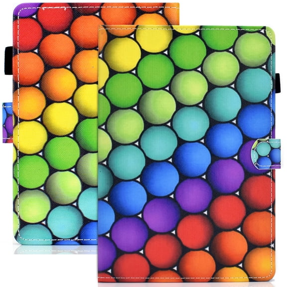 Cute Case for 2021 All-New Kindle Paperwhite E-reader (6.8 Inch, 11th generation) - Flip Folio Magnetic Cover with Card Holders, Slim Lightweight PU Leather/Silicone Composite Case (Rainbow Balls)