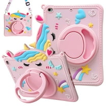 Cute Case for Apple iPad A16 11th Generation 11" 2025/ iPad 10th Gen 10.9", EVA Kickstand Heavy Duty Shockproof Kids Friendly Bumper Case with Shoulder Strap Cover for iPad 11 10, Pink Unicorn