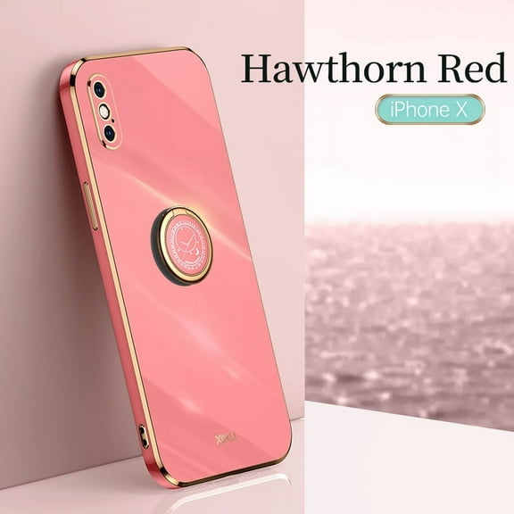 Cute Case for Apple iPhone XR (6.1 Inch), with Phone Ring Holder, Durable Silicone Grip Stand Case, Slim Fit Lightweight Thin Cover, Sturdy Anti-Scratch Protective Nice Phone Case (Red)