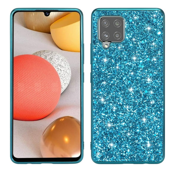 Cute Case for Galaxy A12 5G, Slim Glitter Bling Sparkly Shiny Slim Women Girls Hybrid Soft Smooth Shockproof Plating Bumper Protective Women Girls Shiny Case For Samsung Galaxy A12 5G, Blue
