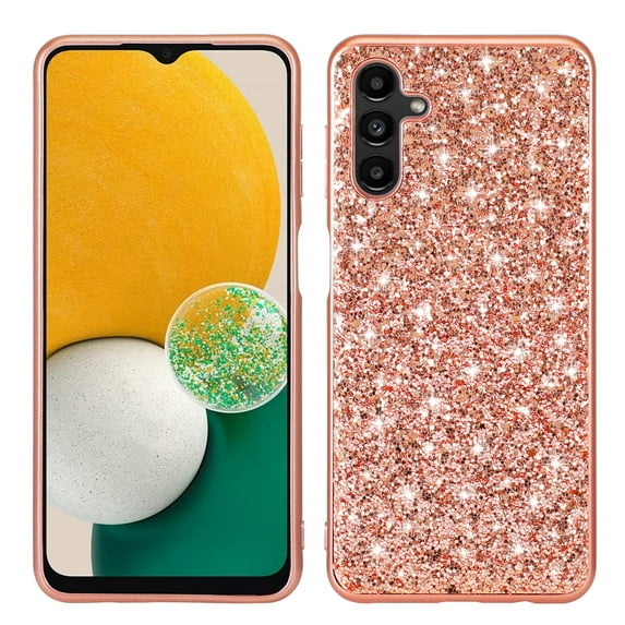 Cute Case for Galaxy S24 FE, Slim Glitter Bling Sparkly Shiny Slim Women Girls Hybrid Soft Smooth Shockproof Plating Bumper Protective Women Girls Shiny Case For Samsung Galaxy S24 FE, Rosegold