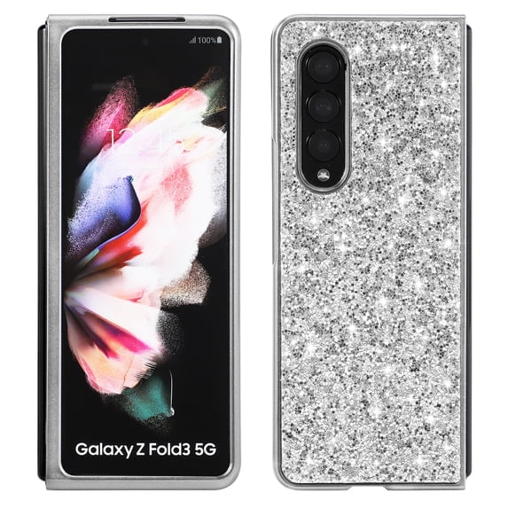 Cute Case for Galaxy Z Fold 4, Slim Glitter Bling Sparkly Shiny Slim Women Girls Hybrid Soft Smooth Shockproof Plating Bumper Protective Women Girls Shiny Case For Samsung Galaxy Z Fold 4, Silver