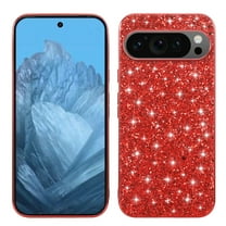 Cute Case for Google Pixel 9A, Slim Glitter Bling Sparkly Shiny Slim Women Girls Hybrid Soft Smooth Shockproof Plating Bumper Protective Women Girls Shiny Case For Google Pixel 9A, Red