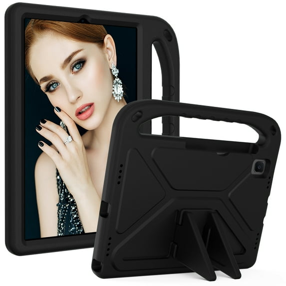 Cute Case for Samsung Galaxy Tab A7 Lite 8.7 2021 SM-T220/T225/T227, Kids-Friendly Lightweight EVA Rubber Kickstand Full-Body Durable Shockproof Drop Protection Cover, Black