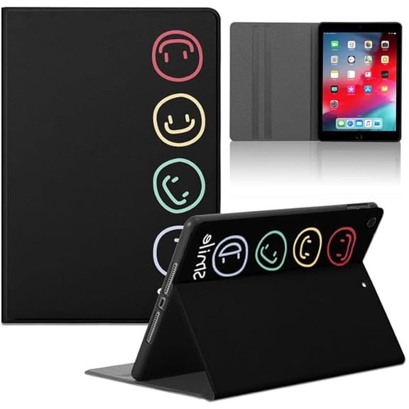 Cute Case for iPad 9.7 Case 2018 iPad 6th Generation Case/2017 iPad 5th Generation -Smiles Face Printed Pattern Funda Folio Cover Leather Cases for Boys Girls Women Men