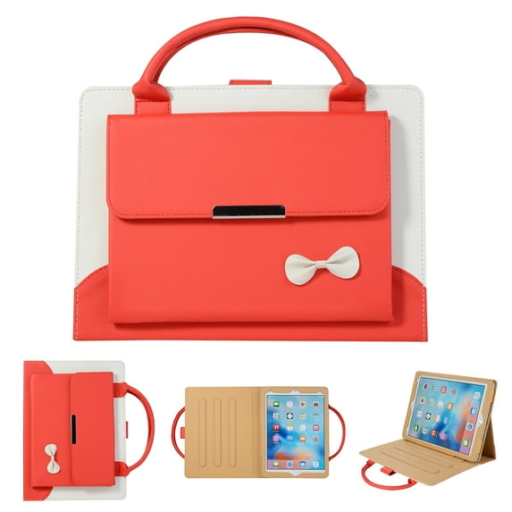Cute Case for iPad Pro 11 2022/2021/2020/2018, Pocket Design Auto Wake/Sleep Handbag Tablet Case for iPad Air 5/Air 4 10.9" with Multi-Angle Viewing Stand, PU Leather Sleeve Protection Cover, Red