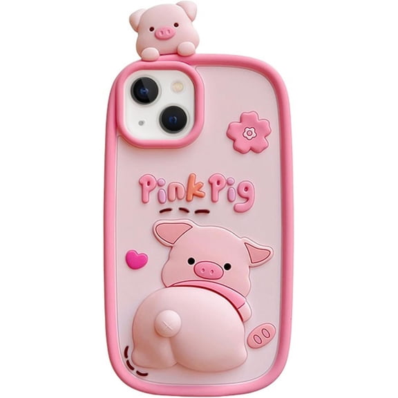 Cute Case for iPhone 12 Kawaii 3D Squishy Pig Cartoon Soft Silicone Creative Fun Cover Soft Women Girls Slim Fit Anti-Drop Protective Case for iPhone 12 (Pig Butt)
