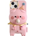 thumbnail image 1 of Cute Case for iPhone 12 Pro Kawaii 3D Squishy Pig Cartoon Soft Silicone Creative Fun Cover Soft Women Girls Slim Fit Anti-Drop Protective Case for iPhone 12 Pro (Bubble Gum Pig), 1 of 16