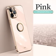 Cute Case for iPhone 12 Pro Max 6.7 Inch, with Phone Ring Holder, Durable Silicone Stand Case, Slim Fit Lightweight Thin Cover, Sturdy Anti-Scratch Shockproof Protective Phone Case Pink
