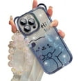 thumbnail image 1 of Cute Case for iPhone 13 Pro Max,Bear Pattern Case with Butterfly Pearl Wrist Chain for Women/Girls Gift, Removable Glitter Papper Soft TPU Shockproof Cover 6.7 Inch, 1 of 9