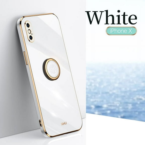 Cute Case for iPhone XS and iPhone X (5.8 Inch), Durable Silicone Case with Phone Ring Holder /Stand, Slim Fit Lightweight Thin Cover, Sturdy Anti-Scratch Protective Nice Case (White)