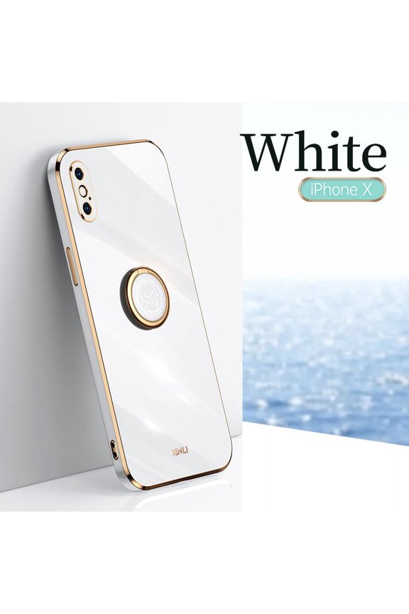 Cute Case for iPhone XS and iPhone X (5.8 Inch), Durable Silicone Case with Phone Ring Holder /Stand, Slim Fit Lightweight Thin Cover, Sturdy Anti-Scratch Protective Nice Case (White)