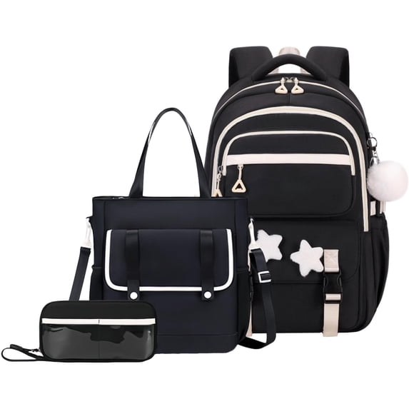 Cute Casual College School Bookbags, Large‑Capacity Lightweight Backpack, Travel Daypack for Teens