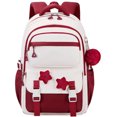 thumbnail image 1 of Cute Casual College School Bookbags, Large‑Capacity Lightweight Backpack, Travel Daypack for Teens, Wine Red, 1 of 7