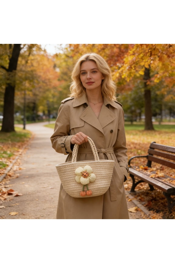 Cute Casual Woven Bag, Women's Handbag for Daily Commuting, Shopping, Beach, Ideal Gift, Tote Bag with Storage for Essentials