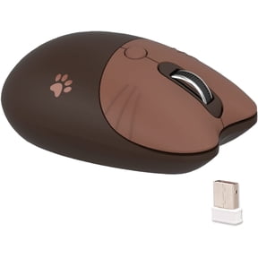 Cute Cat 2.4G Wireless Mouse, Lightweight Soundless, 3 Levels DPI, Kawaii Mouse for Girls and Kids, Compatible with Windows 2000 2003, Win7 8 10 Vista ME, OS X, Linux PC Laptop - Brown Cat