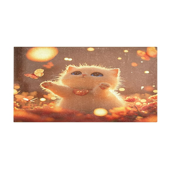 Cute Cat 39x20" Bath Mat Carpet, Absorbent and Non-Slip for Kitchen or Bathroom, Quick-Drying