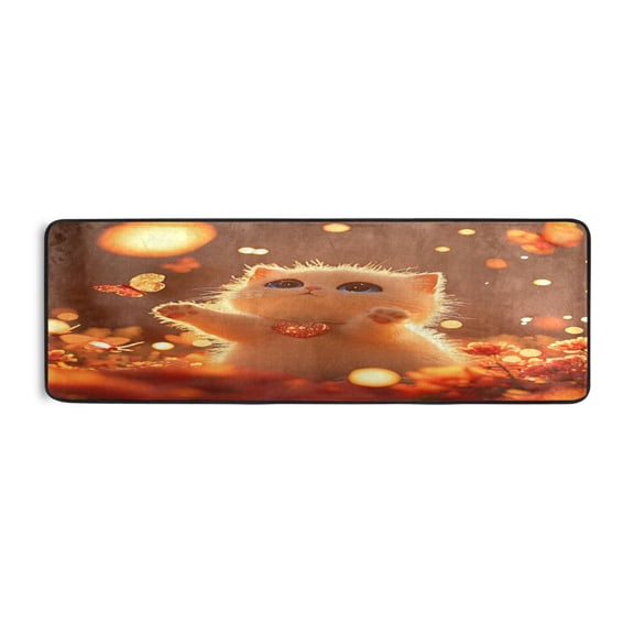 Cute Cat 72x24" Runner Rug, Non-Slip Memory Foam Cushion, Anti-Crease for Hallways and Bedrooms