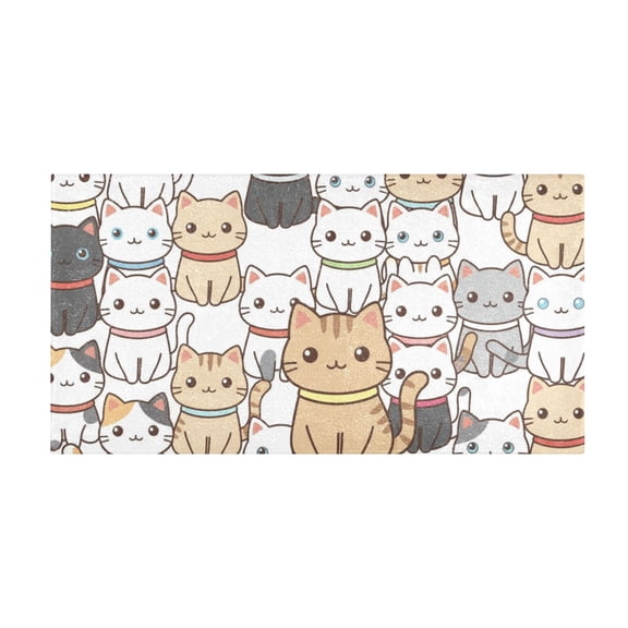 Cute Cat Animal Bath Mat 39x20 Inch Soft Absorbent Non-Slip Plush Bathroom Rug for Floor