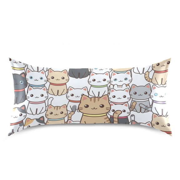 Cute Cat Animal Pillow Case Standard Size Silky Satin Pillow Cover for Bedroom 20x26 Inch