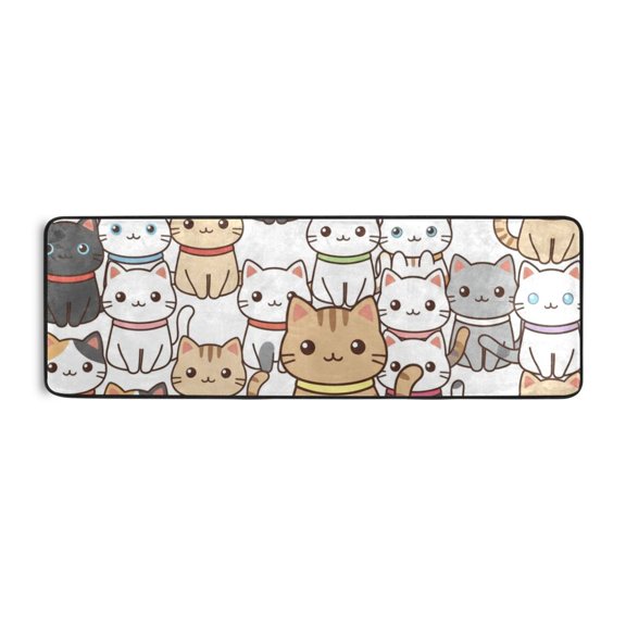 Cute Cat Animal Runner Rug 24x72 Inch Cushioned Non Slip Soft Absorbent Floor Mat