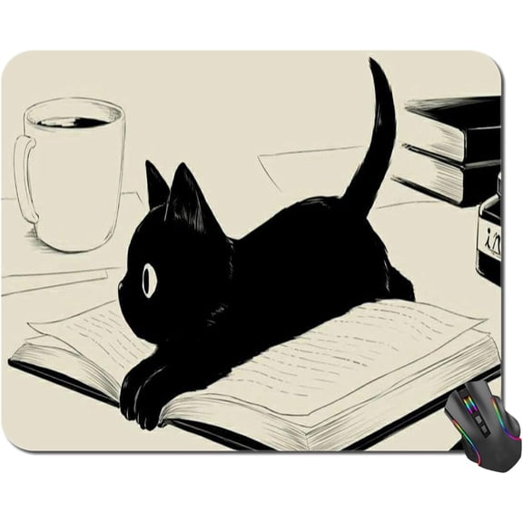 Cute Cat Anime Mouse Pad, Square Mousepad for Office Laptop,Green Anime Non-Slip Rubber Base Mouse Pads,Computer Mouse Pads for Desk