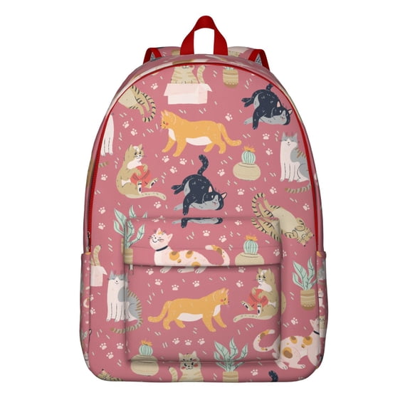 Cute Cat Backpack with Paw Print Pattern, Spacious School Bookbag for Cat Lovers and Pet Enthusiasts