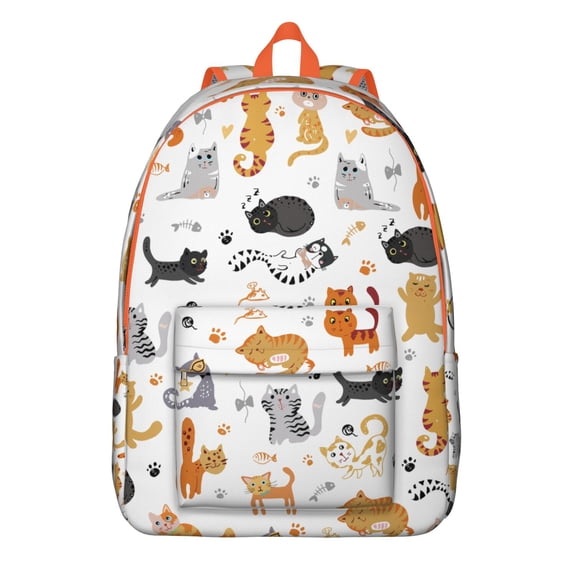 Cute Cat Backpack with Paw Print Pattern, Spacious School Bookbag for Cat Lovers and Pet Enthusiasts