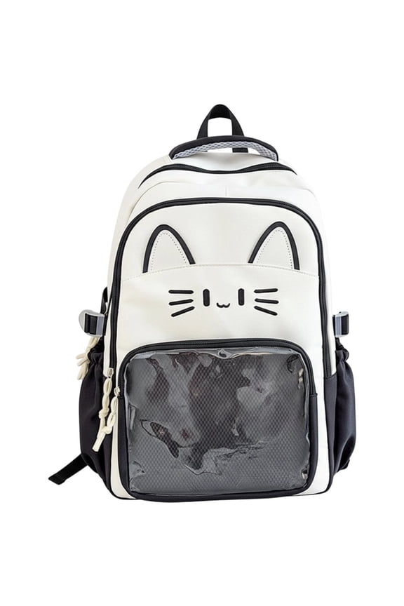 Cute Cat Backpacks Transparent Ita Bag Large Capacity Knapsack Bag Trendy Rucksack Daypack Travel Bag for Woman