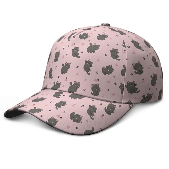 Cute Cat Baseball Cap - Hand-Drawn Cat Illustration Adjustable Snapback Hat for Pet Lovers