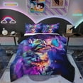 thumbnail image 1 of Cute Cat Bedding Queen Size Purple Galaxy Comforter Set Queen, Blue Butterfly Duvet Insert Kawaii Kitten Quilt Set, Univers Glitter Stars Bedding Comforters & Sets, 1 of 7