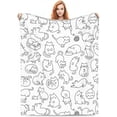 thumbnail image 1 of Cute Cat Blanket Animals Pet Pattern Gifts for Kitten Lovers Black and White for Adult Kids Soft Lightweight 80" x 60" Bedroom Birthday Decorations Christmas Decor Travel All Season Animal White, 1 of 6