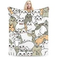 thumbnail image 1 of Cute Cat Blanket Flannel Fleece Soft Warm Throw Blankets Cozy Plush Lightweight Cat Lover Blanket for Bedroom Living Rooms Sofa Couch 40"x50"(07), 1 of 6